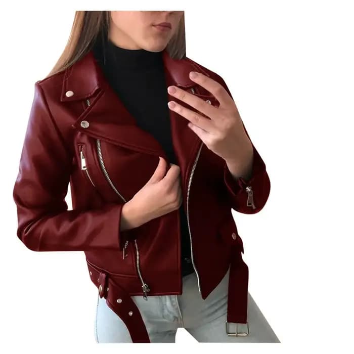 Veste de motard de moto à la mode pour femmes, coupe cintrée, Style court, manteau en cuir, Style de