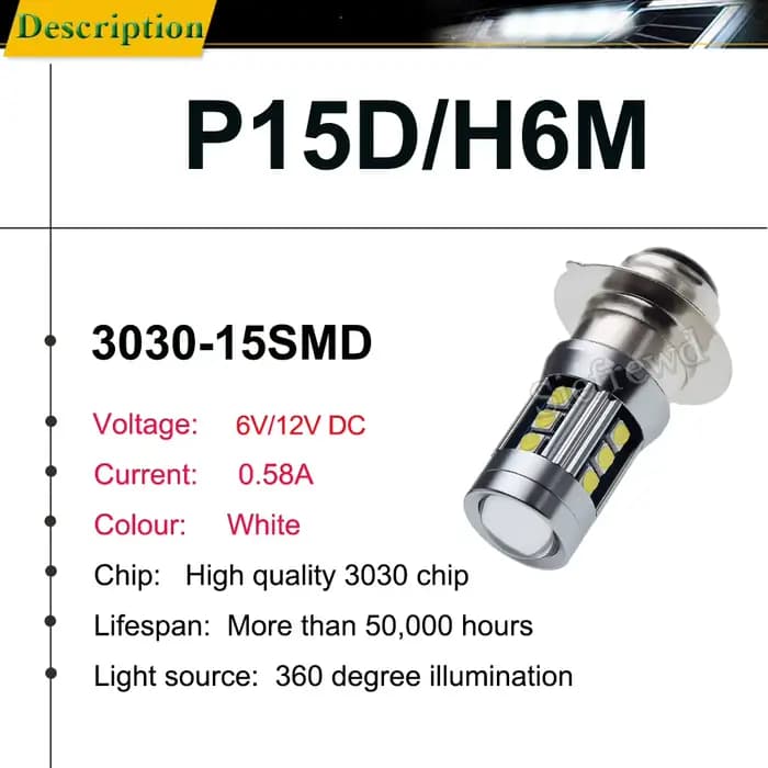 Ampoule de phare Led H6M P15D-25-1 PX15D T19, 2 pièces, double faisceau, pour moto, Scooter, vitesse