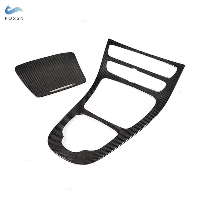 Couverture de panneau de vitesse de console Bergame en fibre de carbone ABS de voiture, garniture de