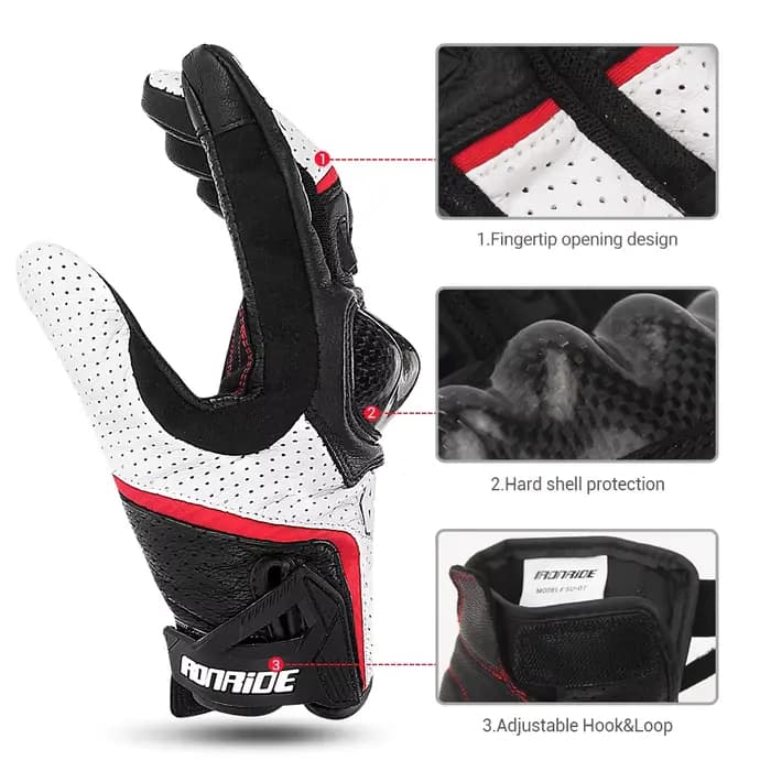 Gants de Moto en Fiber de carbone, cuir de vache, gants de Motocross, équipement de protection antid