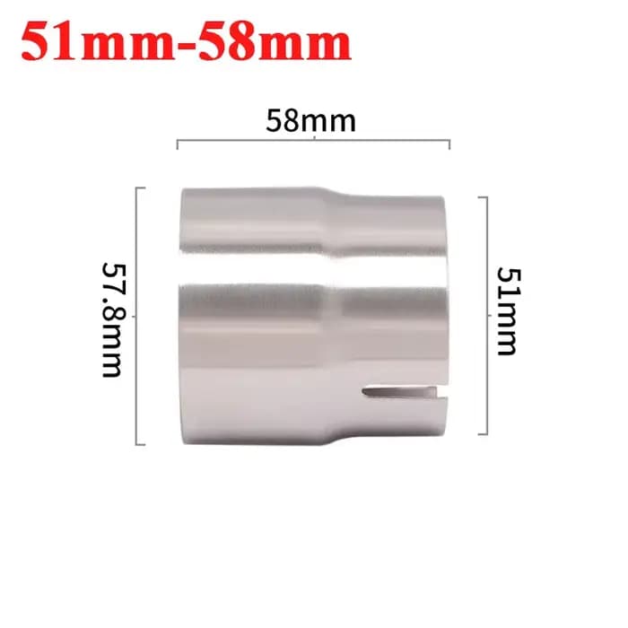Adaptateur universel d'échappement de course de moto, 51mm, raccord de tuyau de liaison en acier ino