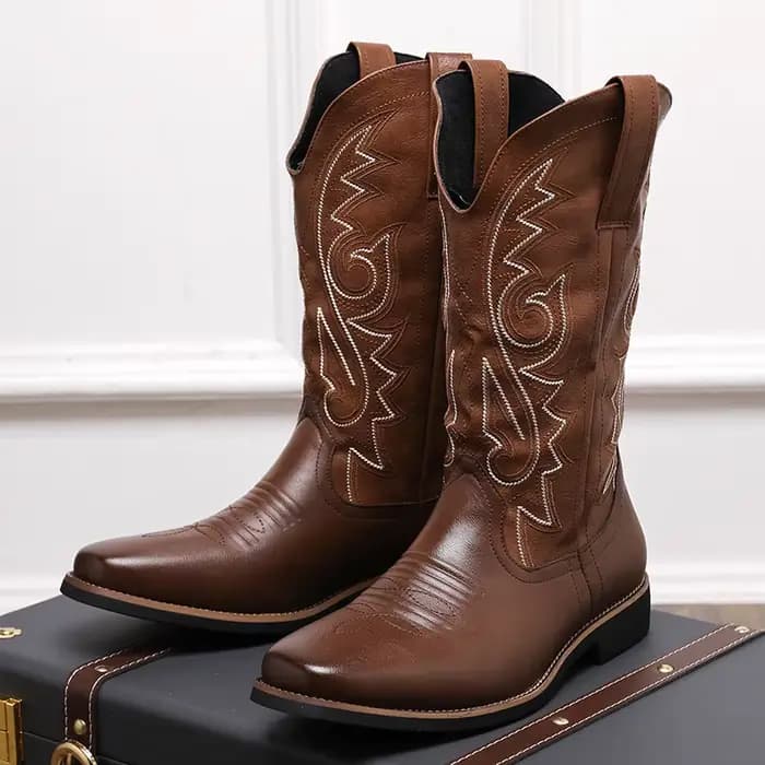 Bottes en cuir montantes pour hommes, style rétro, denim, grande taille 48, tendance automne-hiver,