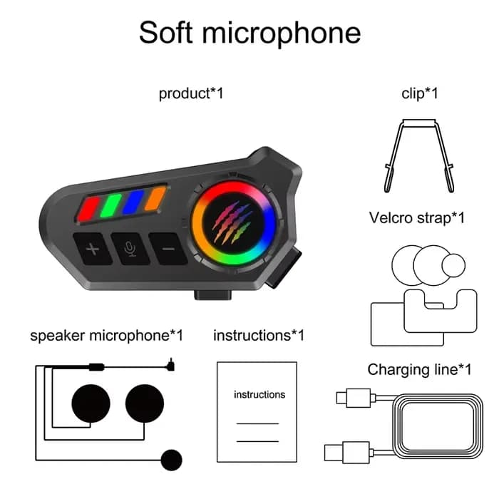 Casque de moto intelligent, casque avec suppression du bruit stéréo Hi-Fi, commande vocale, lecture