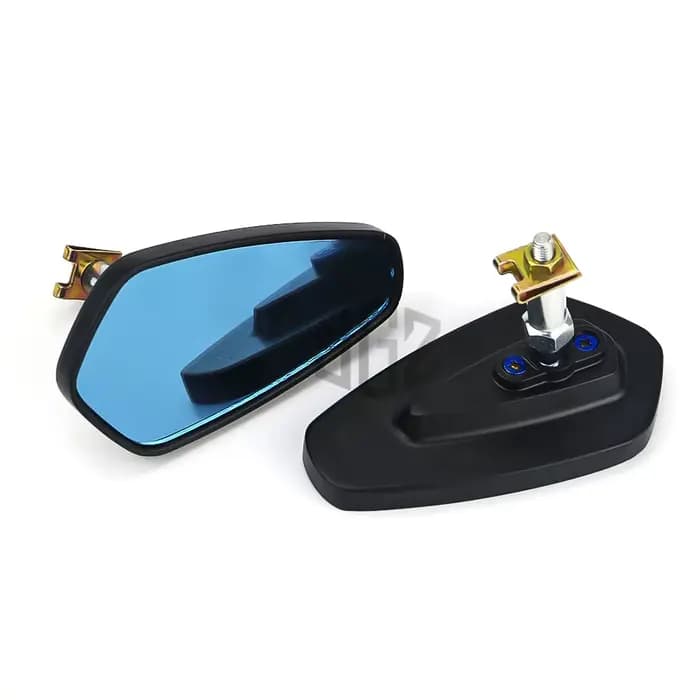Rétroviseurs Latéraux en Aluminium CNC pour Moto, Paire de Verre Bleu et Blanc, Accessoires pour YAM