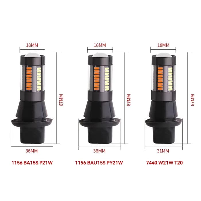 2 pièces double couleur 1156 BA15S BAU15S P21W PY21W T20 7440 ampoule LED Canbus DRL clignotants 401