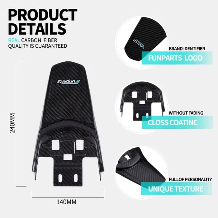 Funparts – garde-boue arrière de moto en Fiber de carbone pour vélo électrique Surron sur-ron Sur Ro