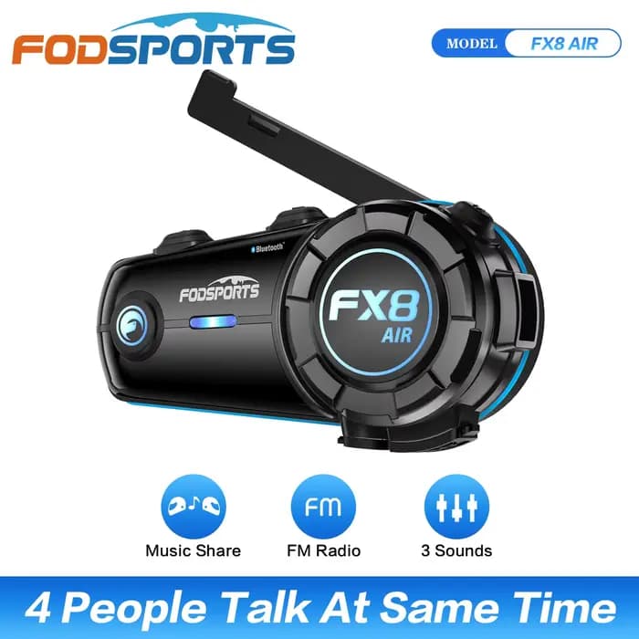 Fodsports FX8 AIR Interphone de moto Bluetooth Casque de moto, 4 coureurs 1000M.