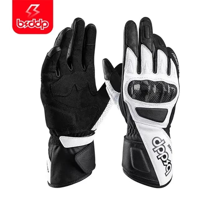 BSDDP-Gants de moto en cuir rétro, coque en fibre de carbone, écran tactile, moto tout-terrain, anti