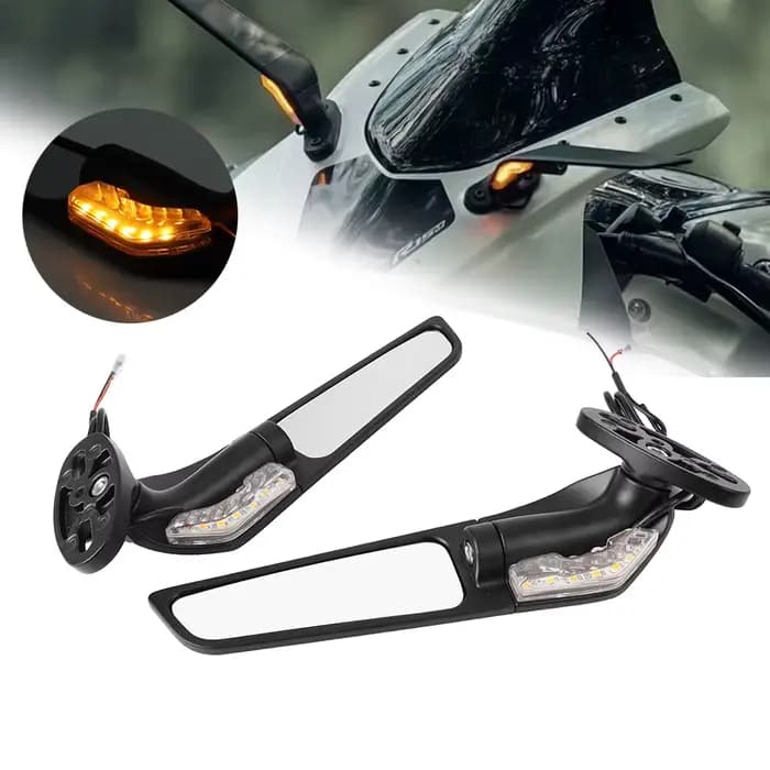Rétroviseurs latéraux de moto modifiés, ailes coupe-vent réglables et rotatives avec lumière LED pou