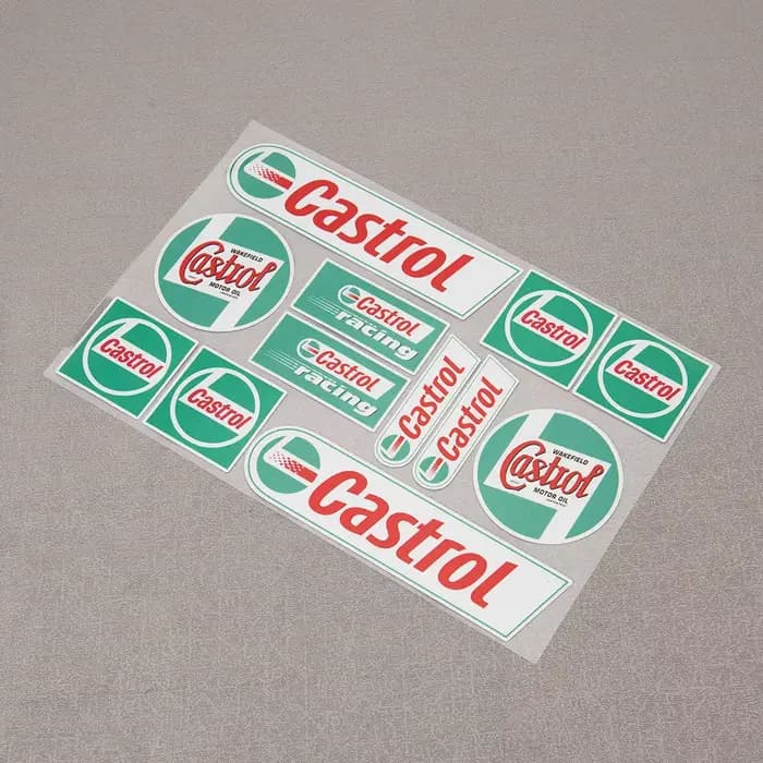 Castrol-Autocollants de moto de sponsor de course de château, décalcomanies de casque de vélo, ensem