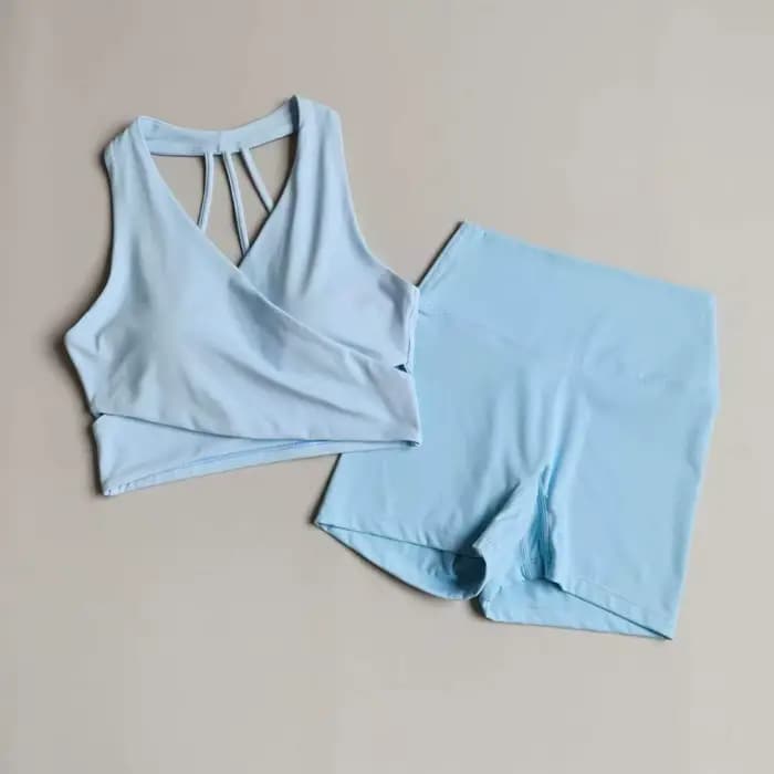 Ensemble de yoga pour femme : short taille haute, soutien-gorge de sport et short de fitness rehauss