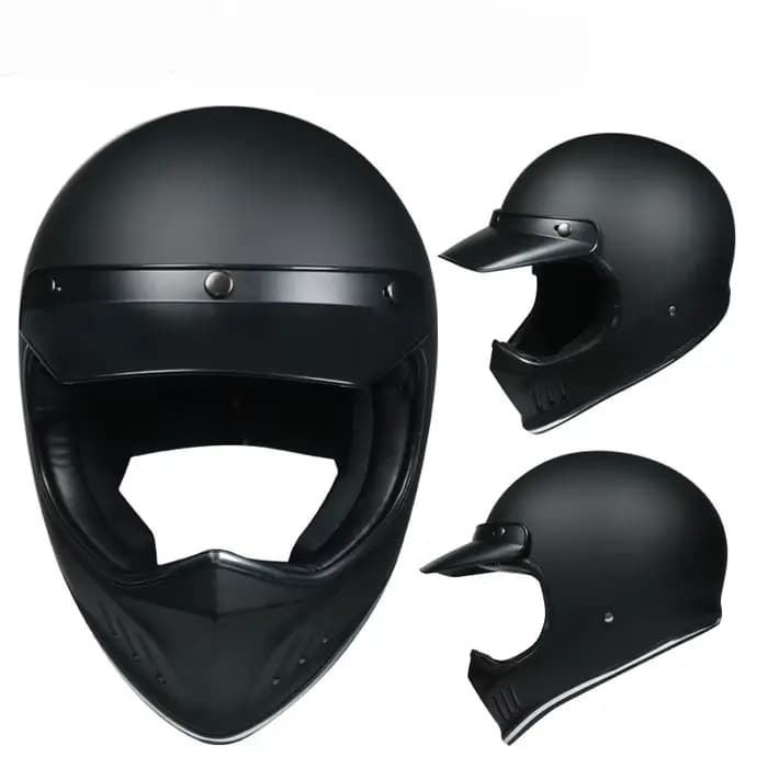 Casque de moto rétro, Vintage cafe racer, visage complet, approuvé DOT, Jet