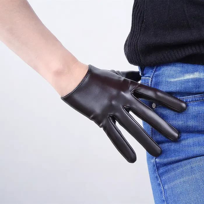 Gants longs en simili cuir PU 15 "38 cm café foncé marron foncé coupe ample unisexe LLDLLNT
