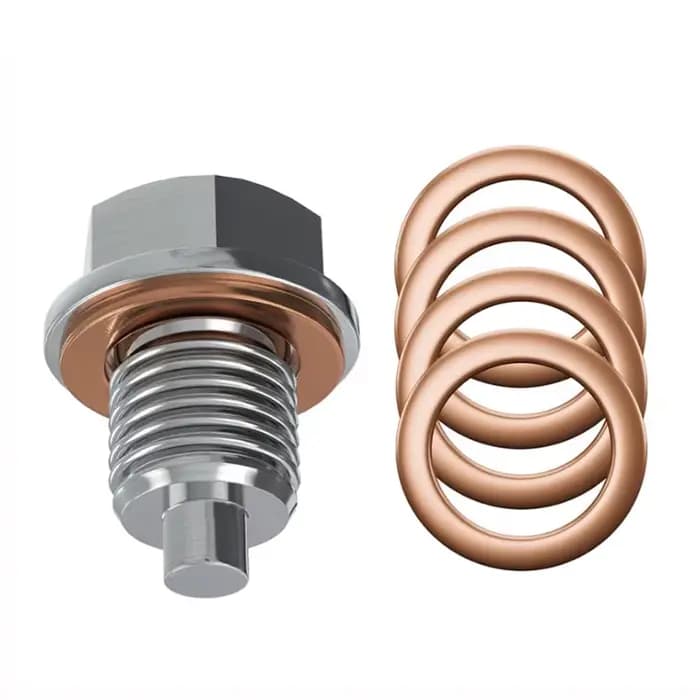 Boulon magnétique en acier inoxydable avec 5 rondelles en cuivre, bouchon de vidange d'huile, aimant