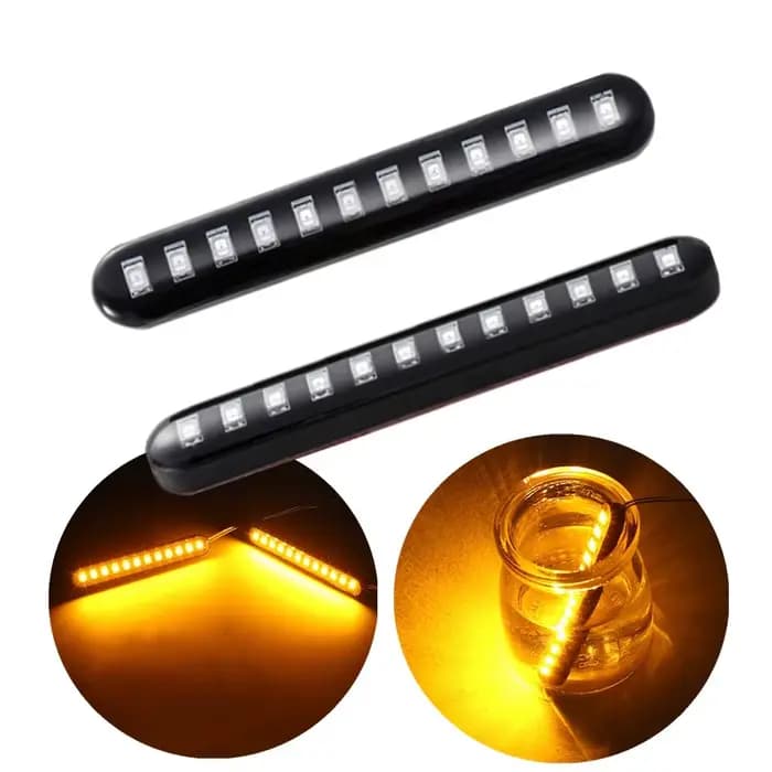 2 pièces 12 LED Moto feux de signalisation séquentiel eau coulant Mini bandes Moto voiture bandes Le