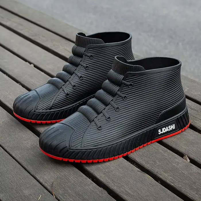 Bottes de pluie en caoutchouc pour hommes, bottes de travail imperméables à enfiler, mi-mollet, conf