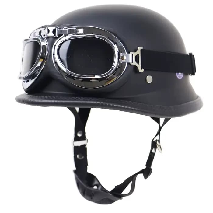 Casque de Moto Vintage casque d'équitation Scooter avec lunettes Vintage Chrome argent demi visage m