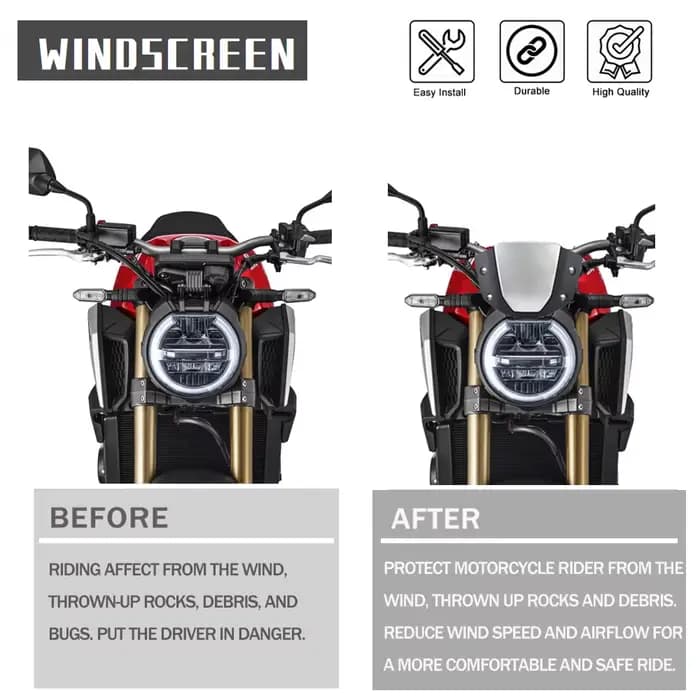 Déflecteur de vent avant de moto avec support rapide, carénage d'air, pare-brise sport pour Honda CB