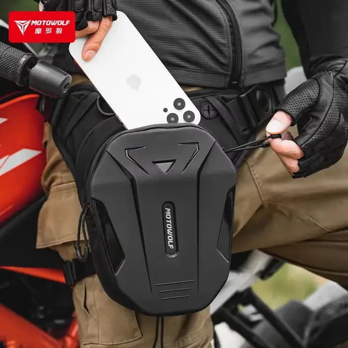 Sacoche de jambe pour moto noire, sacoche de moto à coque rigide, sacoche de taille décontractée pou