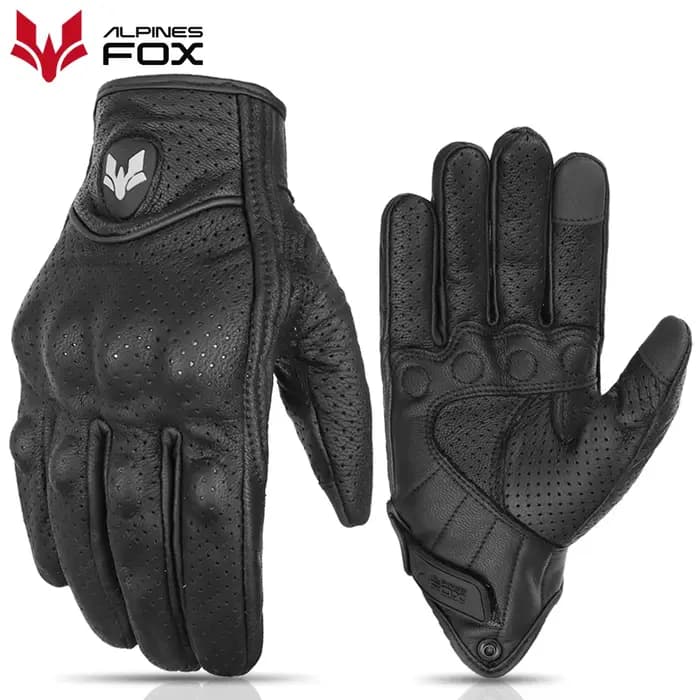 Gants de moto Vintage en cuir véritable, perforés, respirants, pour Motocross, approuvés CE, pour mo