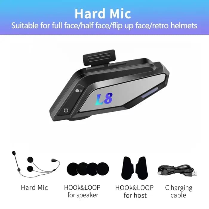 Interphone musical Bluetooth 5.3 pour casque de moto, étanche, portée 300m, haut-parleur et écouteur