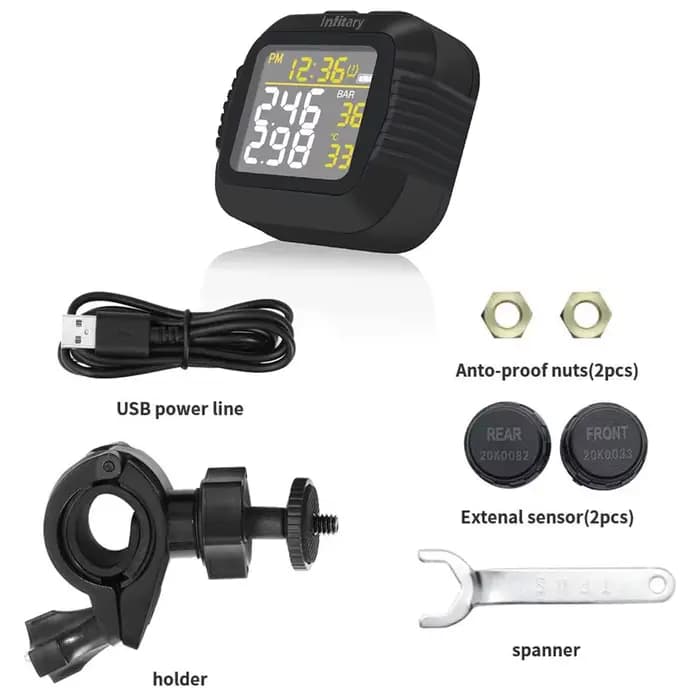 Système de surveillance TPMS de la pression des pneus de Moto, grand écran LCD sans fil coloré, chan