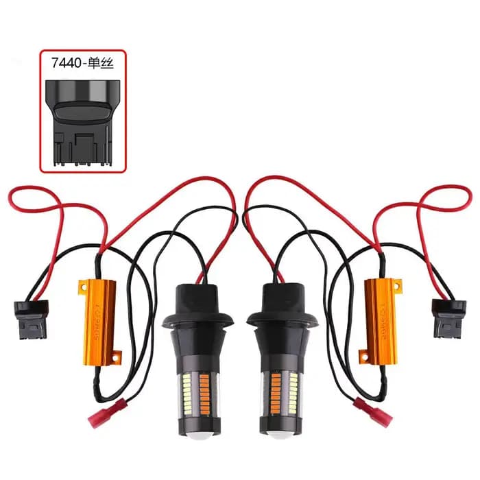 2 pièces double couleur 1156 BA15S BAU15S P21W PY21W T20 7440 ampoule LED Canbus DRL clignotants 401