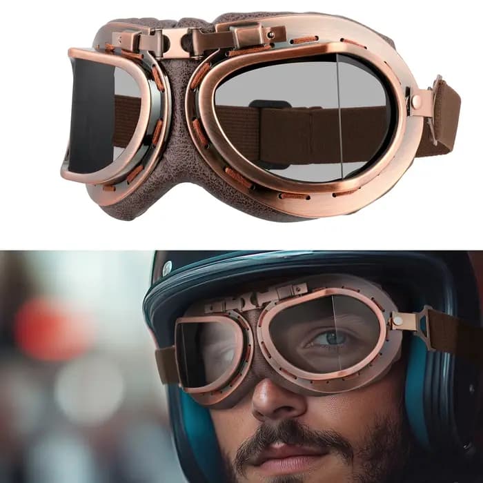 Lunettes de moto rétro vintage pour Harley Pilot, lunettes classiques de moto, Steampunk RL, casque