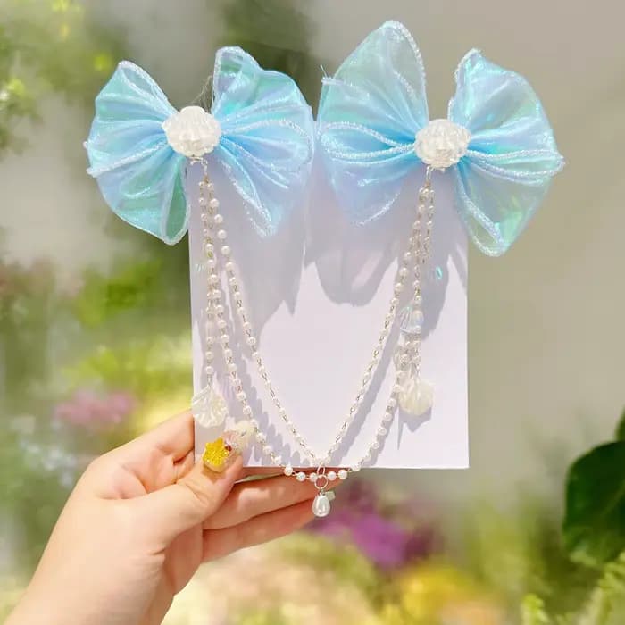 Bébé filles mignon sirène princesse perle gland arc front chaîne pince à cheveux enfants cheveux acc
