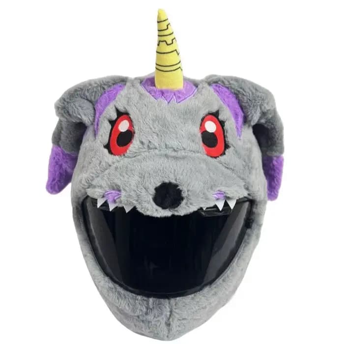 Housse de casque de moto Kawaii Digimon Gabumon en peluche, protection intégrale pour casque intégra