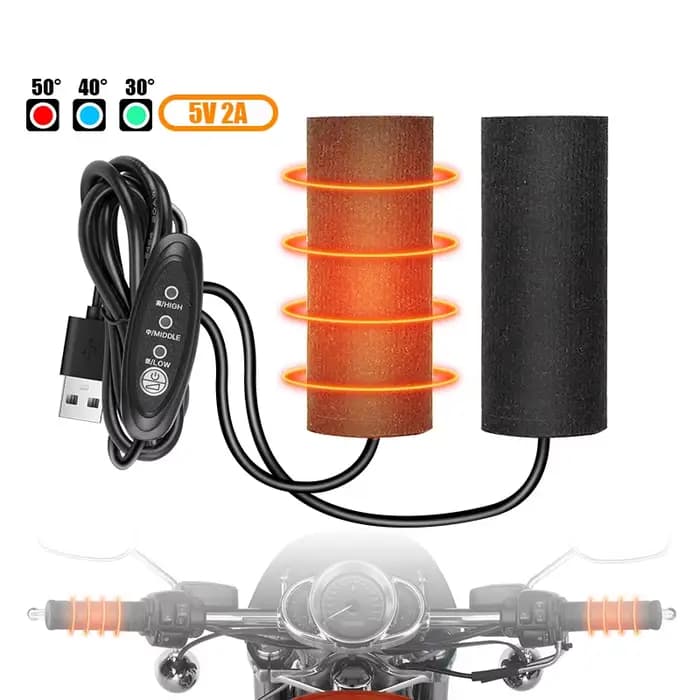 Poignées chauffantes pour moto 12V USB 3 vitesses, couvercle de poignée chauffant électrique antidér