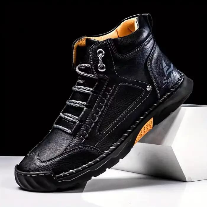 Bottes en cuir faites à la main pour hommes, baskets montantes en cuir tendance pour hommes, bottes