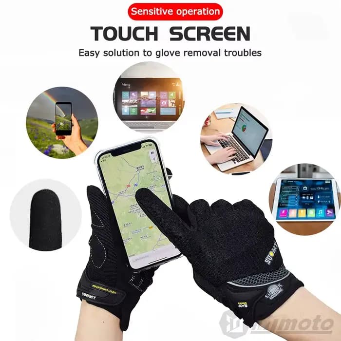 Gants de moto de course respirants à doigt complet, gants portables antidérapants de qualité élégamm