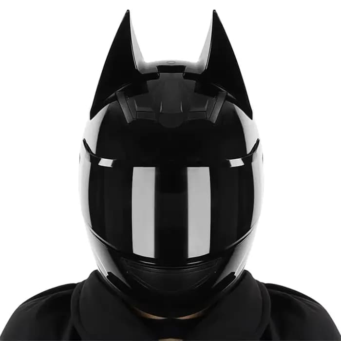 Casque de moto intégral avec oreilles de chauve-souris pour homme, cornes amovibles, été, respirant,