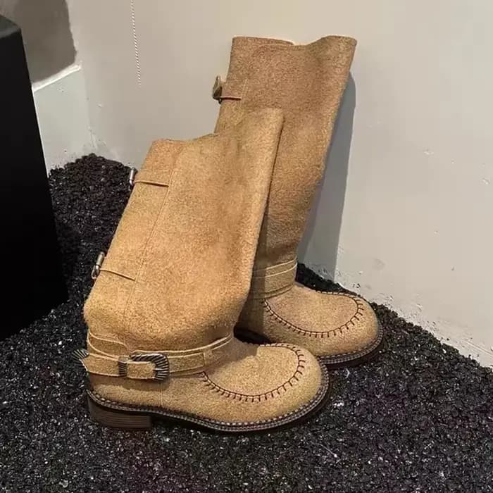 Bottes longues pour femmes chaussures à talons mi-hauts De créateur hiver grosses bottes Chelsea 202