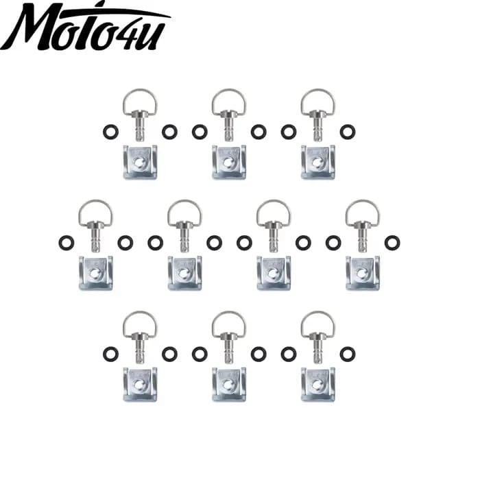 Attaches de carénage pour moto, dégagement rapide, rivets D-RING et 1/4 tours, 10 jeux de boulons de