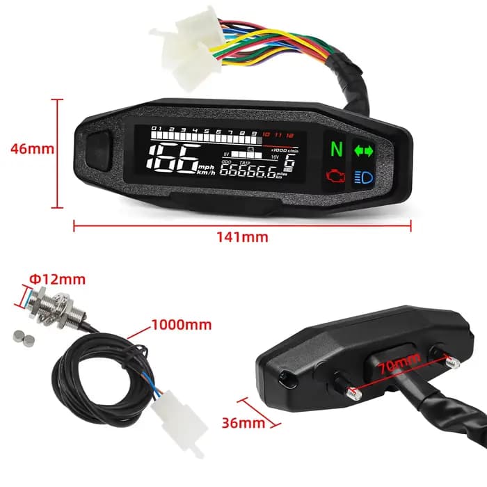 Compteur de vitesse numérique universel pour moto, compteur de moto, tachymètre numérique, capteur d