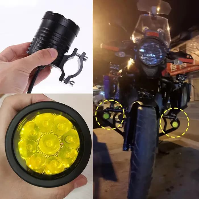 Feux LED supplémentaires pour motos, phares avant ronds à longue portée, 12-80V, 9 puces, feux antib