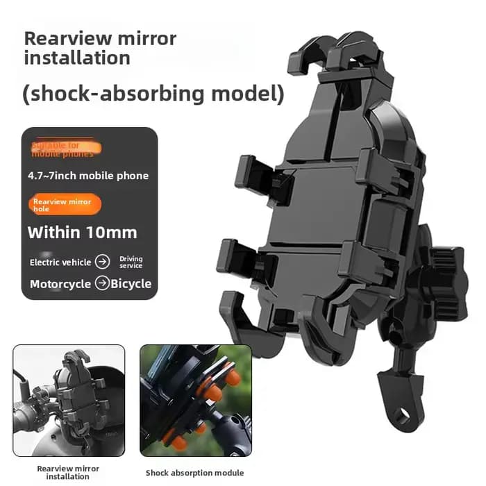 Support de téléphone antichoc pour moto, vélo, stable, anti-vibrations, 360° ° Support de navigati
