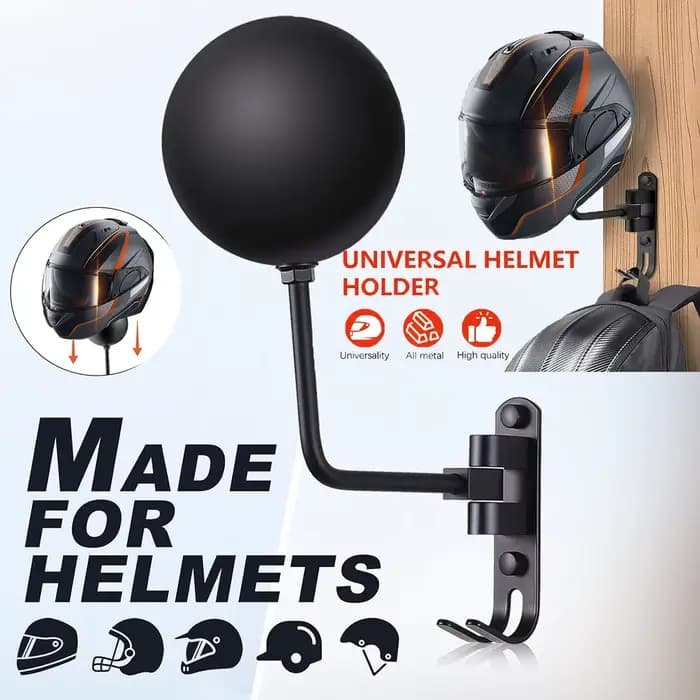 Support mural pour casque de moto 180 ° Support de casque de cintre rotatif avec crochets pour sup