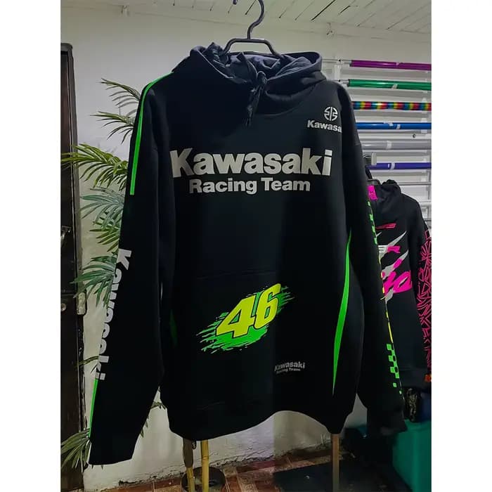 Kawasaki Racing 46 Nouveaux sweats à capuche de moto pour hommes et femmes, surdimensionnés, respira