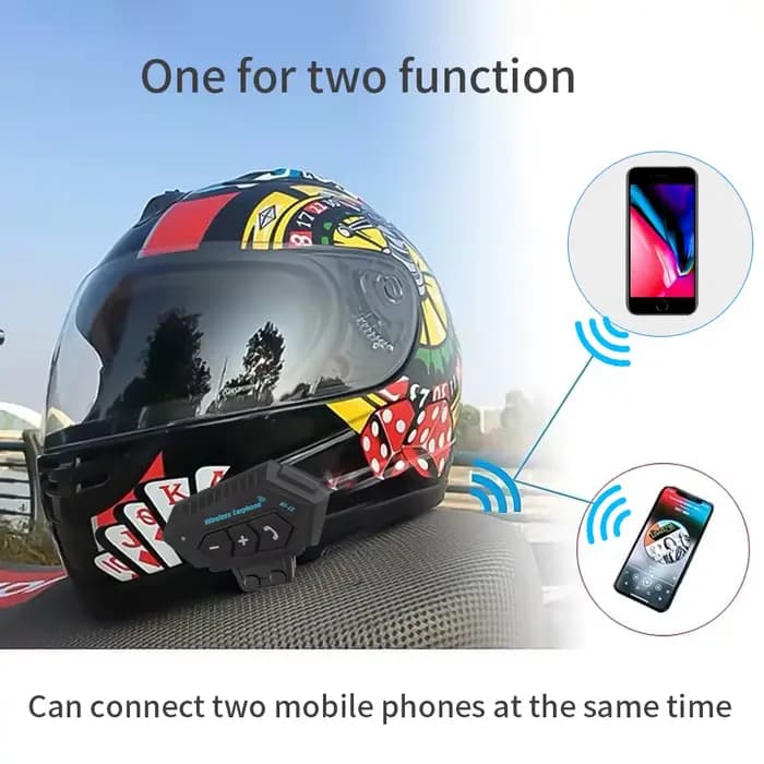 Casque de moto Bluetooth casque casque sans fil moto mains libres stéréo écouteur haut-parleur réduc