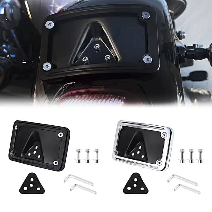 Support de montage de plaque d'immatriculation incurvé noir chromé pour support Harley Dyna Sportste