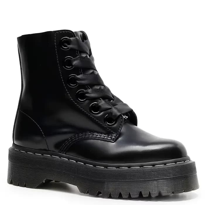 Bottes de moto style punk britannique à 8 trous : Portées de deux façons, plateforme épaisse avec fe