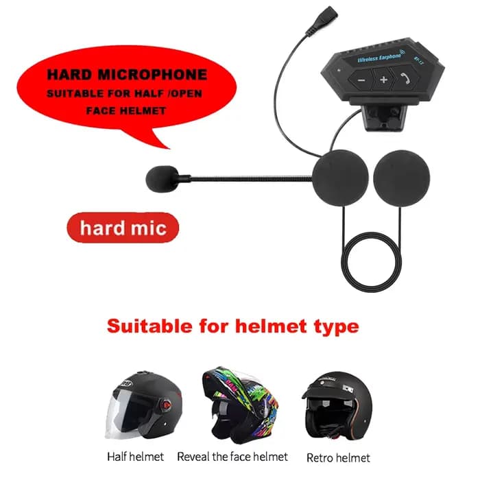 Casque de moto sans fil BT12, casque Bluetooth 5.0, kit d'appel stéréo mains libres, écouteur de mot