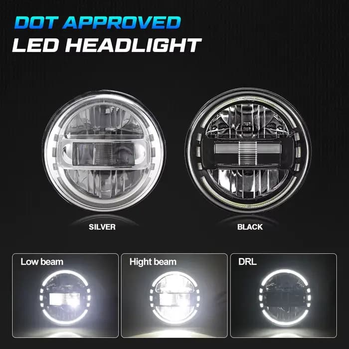Projecteur de phare Led universel pour motos, 5.75/7 pouces, 90W, pour Harley Touring Softail Herita
