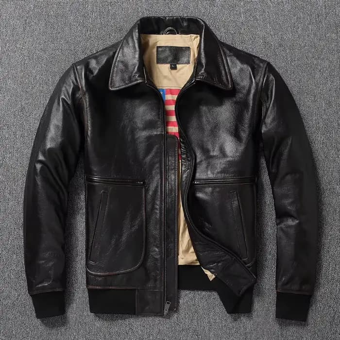 Veste de pilote militaire en cuir véritable pour hommes, manteau court et grand, manteau de l'armée