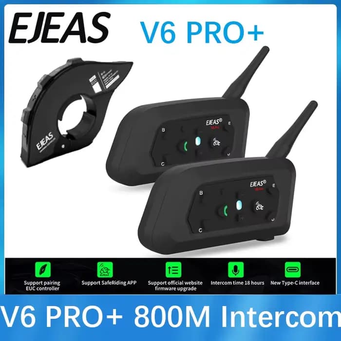EJEAS V6 PRO +/PLUS casque de moto Bluetooth Interphone casque avec 800M BT Interphone communicateur