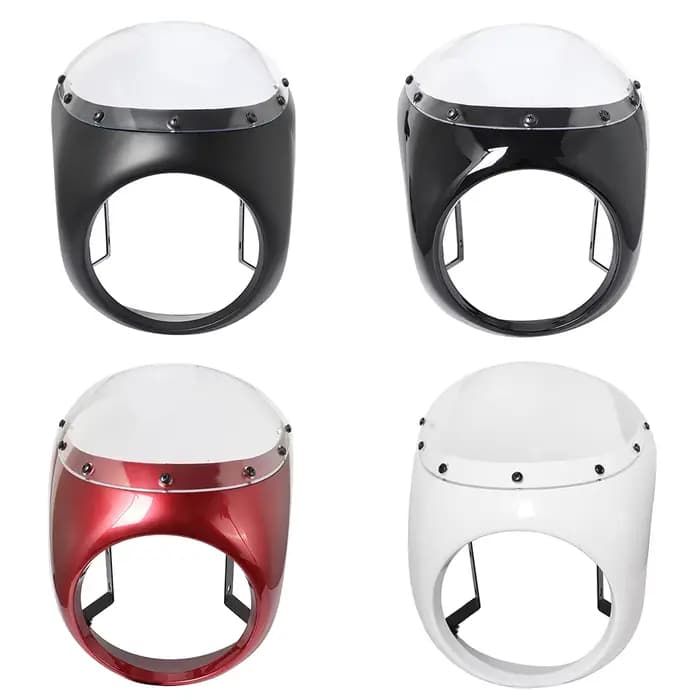Pare-brise de carénage de phare avant de moto rouge/blanc pour café Racer Honda universel 7 pouces/1