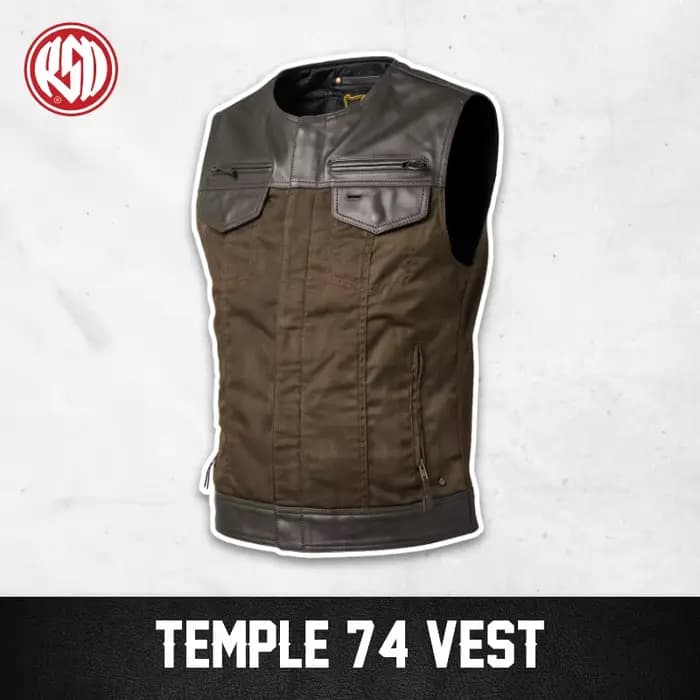 RSD Temple Gilet moto hommes Veste Original classique en cuir de Buffalo Vintage Gilet maille automn